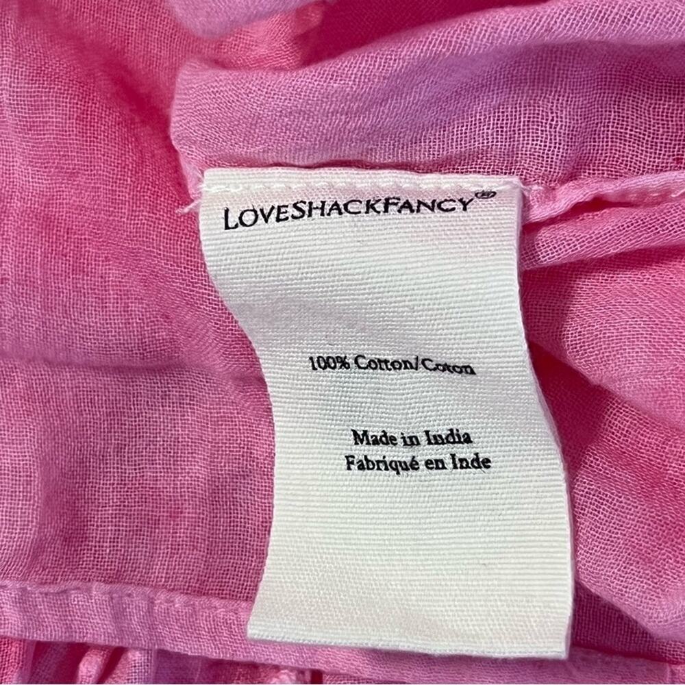 LoveShackFancy Pink Eyelet Ruffle Mini Dress with Gold Chain Belt - Picture 8 of 10